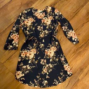 Hawthorn Flower Dress - Dark Blue